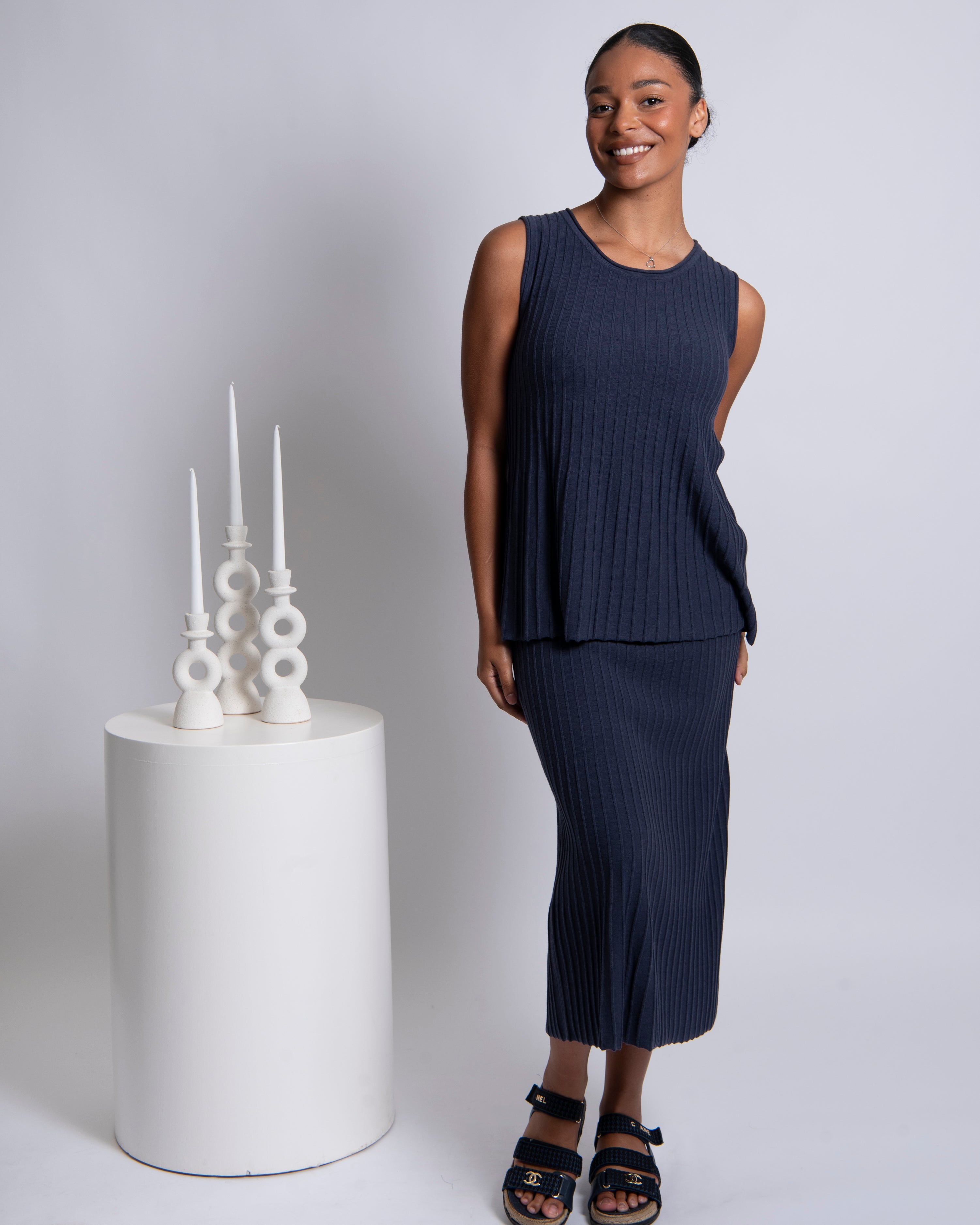 Step Rib Sleevless Top