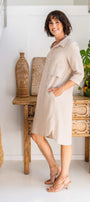 Linen Rayon 1 Pkt Popover Dress