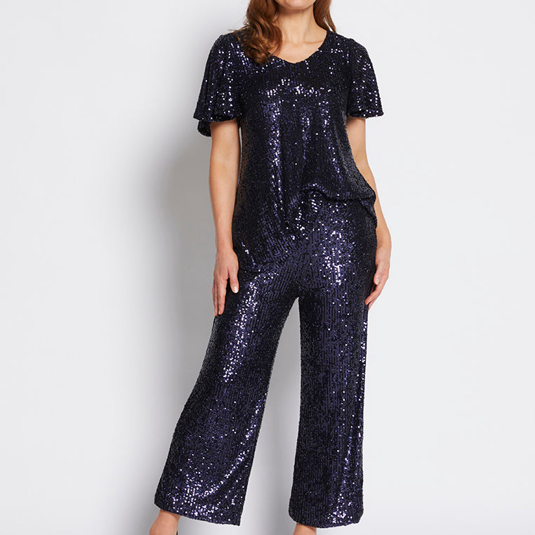 Swan S/S Rev Sequin Top