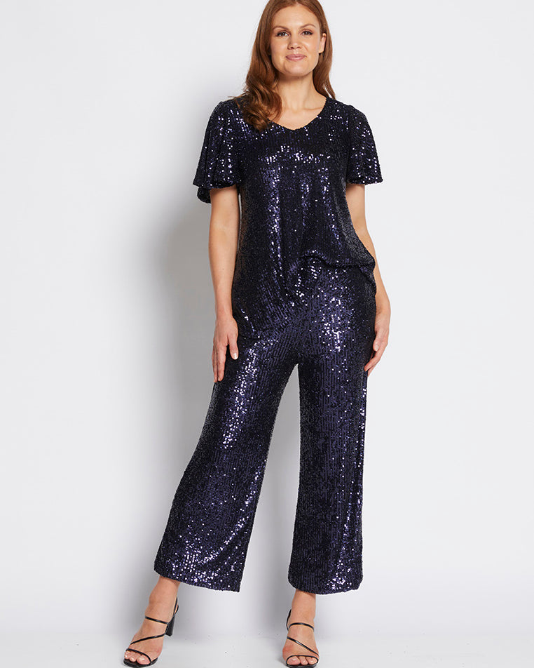 Swan S/S Rev Sequin Top
