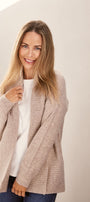 100% Luxe Merino Wool Rib Shawl Open Cardigan