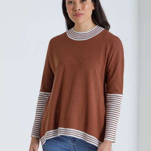 Long Sleeve Stipe Spliced Sweater