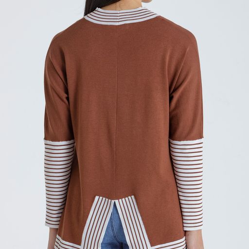 Long Sleeve Stipe Spliced Sweater