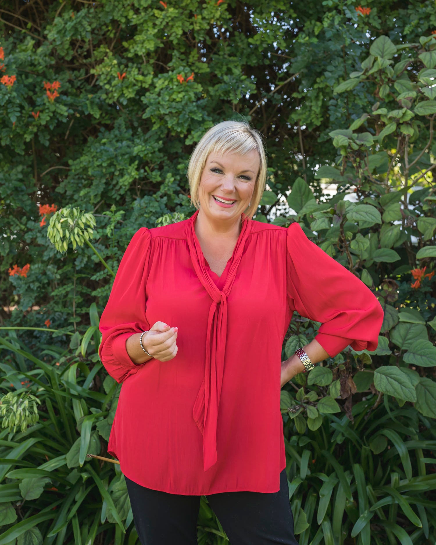 Hudson L/S Tie Blouse Lustre