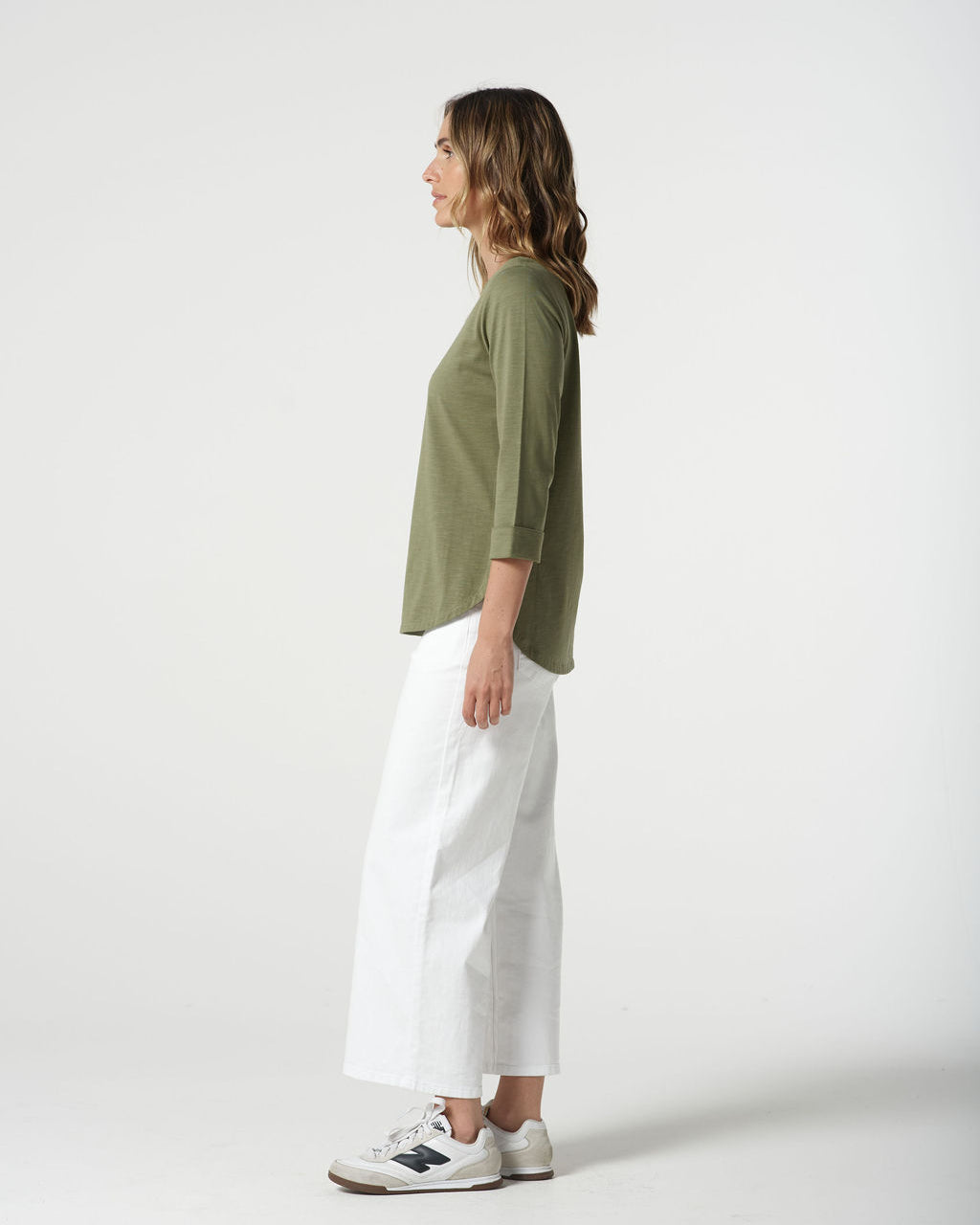 Pima Cotton Crew Neck 3/4 Sleeve Tee