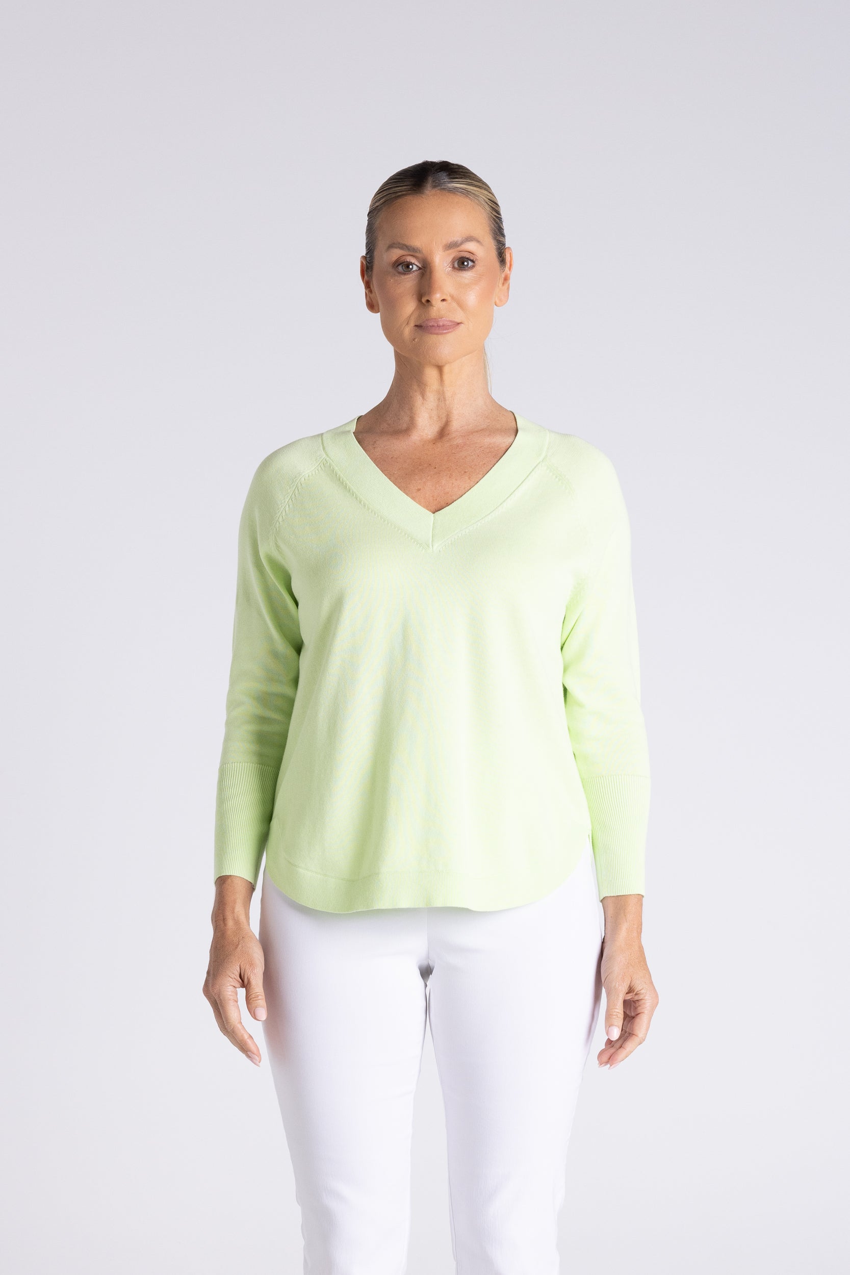 Raglan V  Neck With Scoop Hem