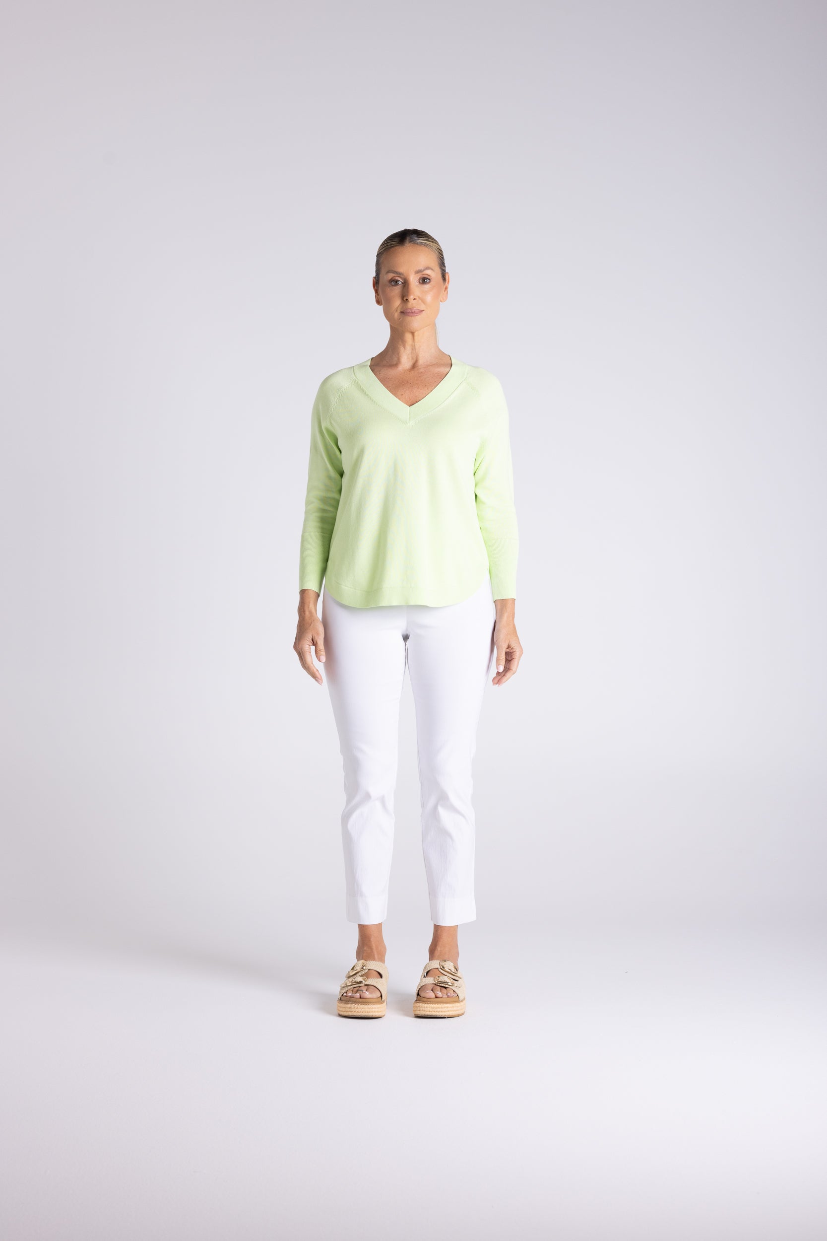 Raglan V  Neck With Scoop Hem