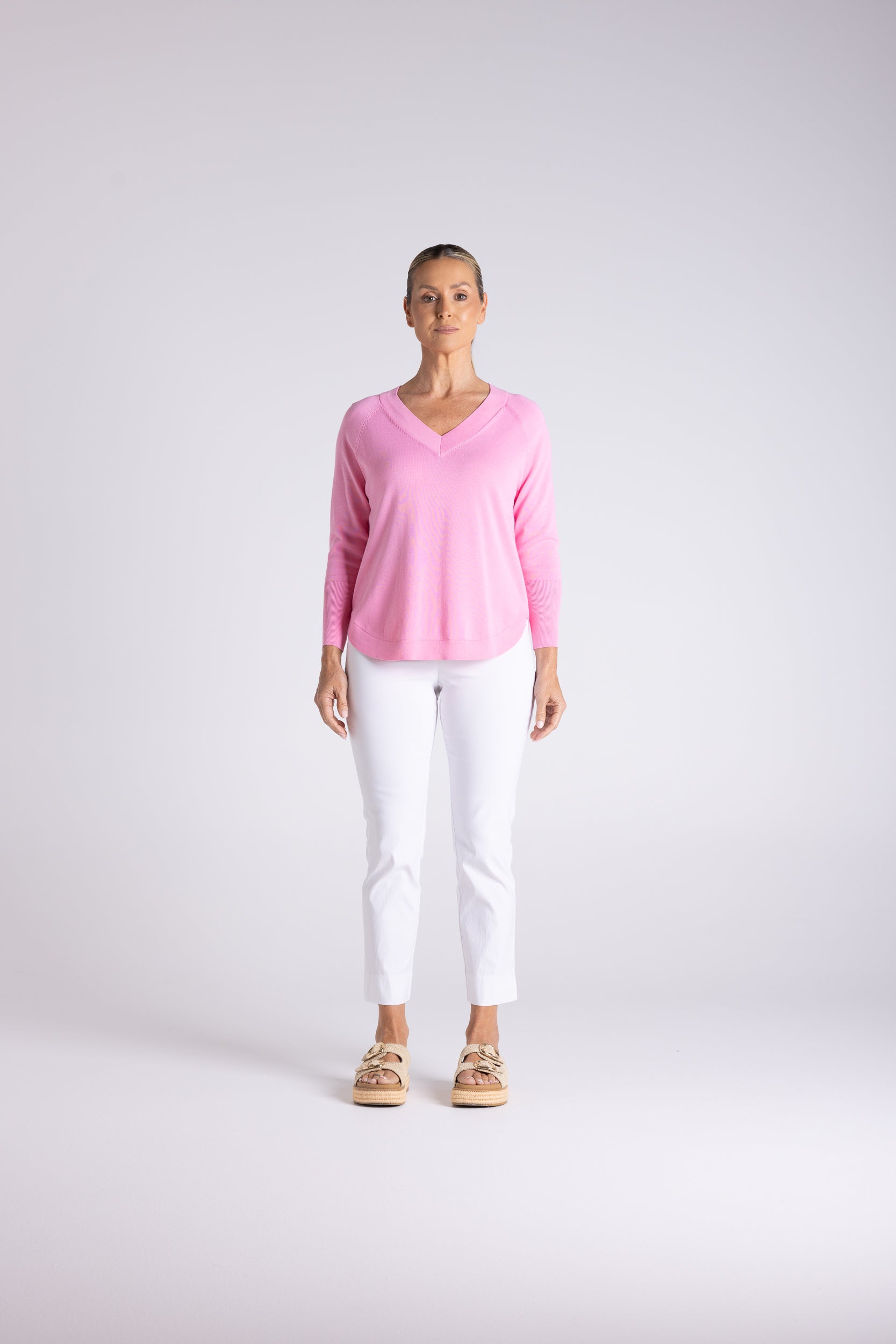Raglan V  Neck With Scoop Hem