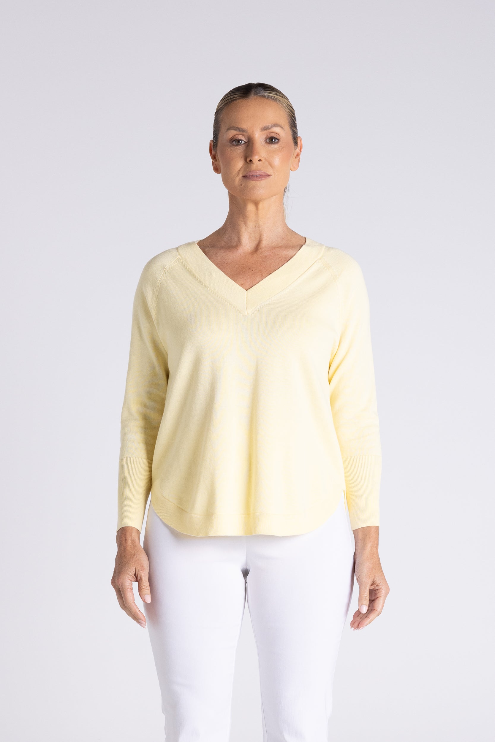Raglan V  Neck With Scoop Hem