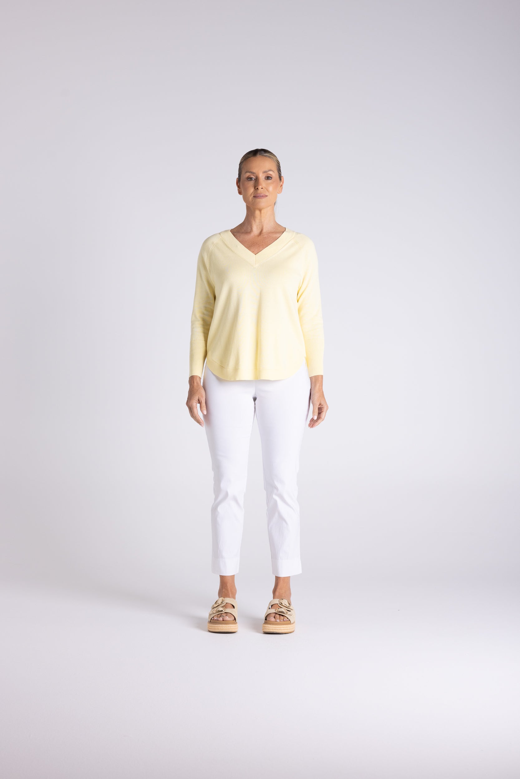Raglan V  Neck With Scoop Hem
