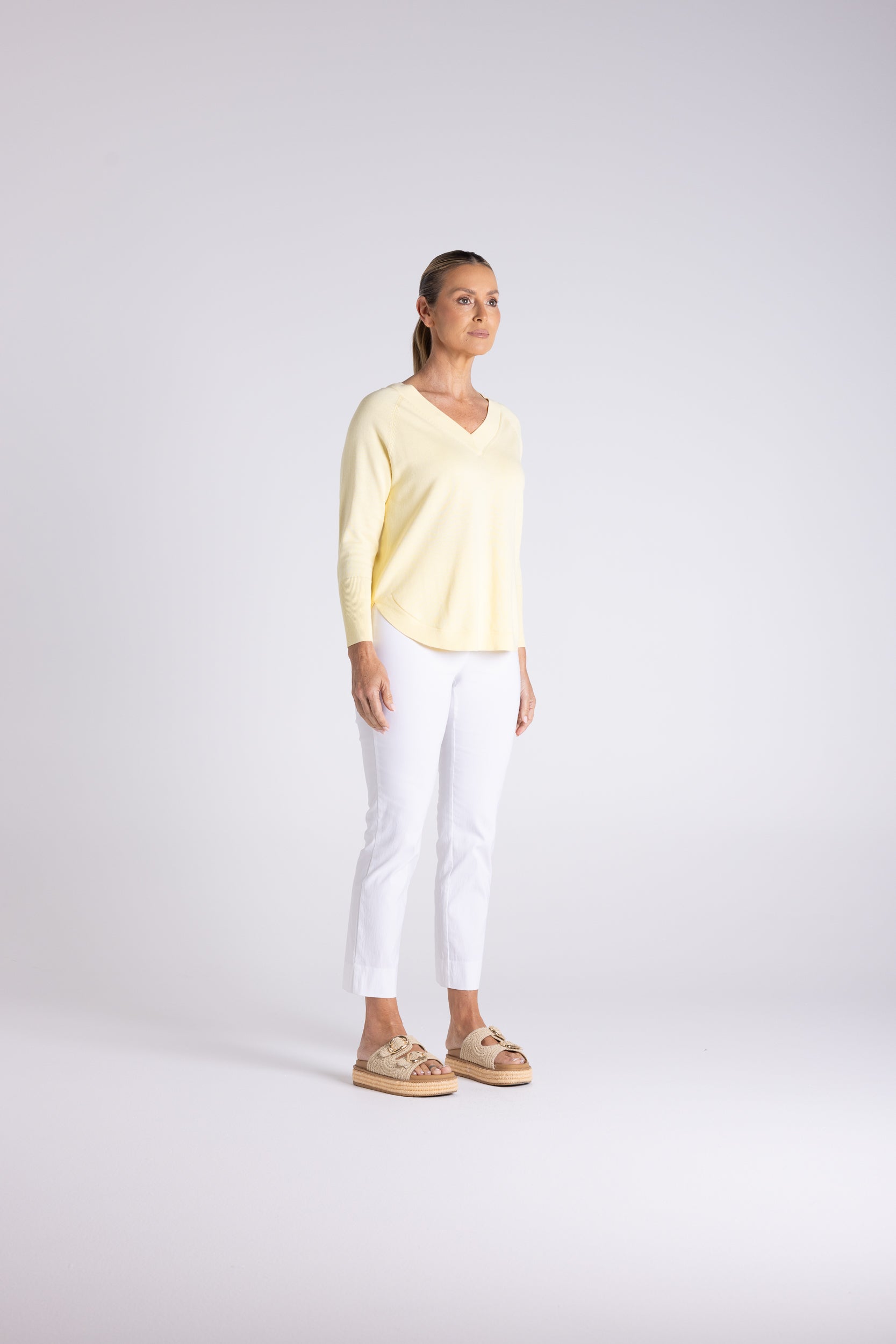 Raglan V  Neck With Scoop Hem