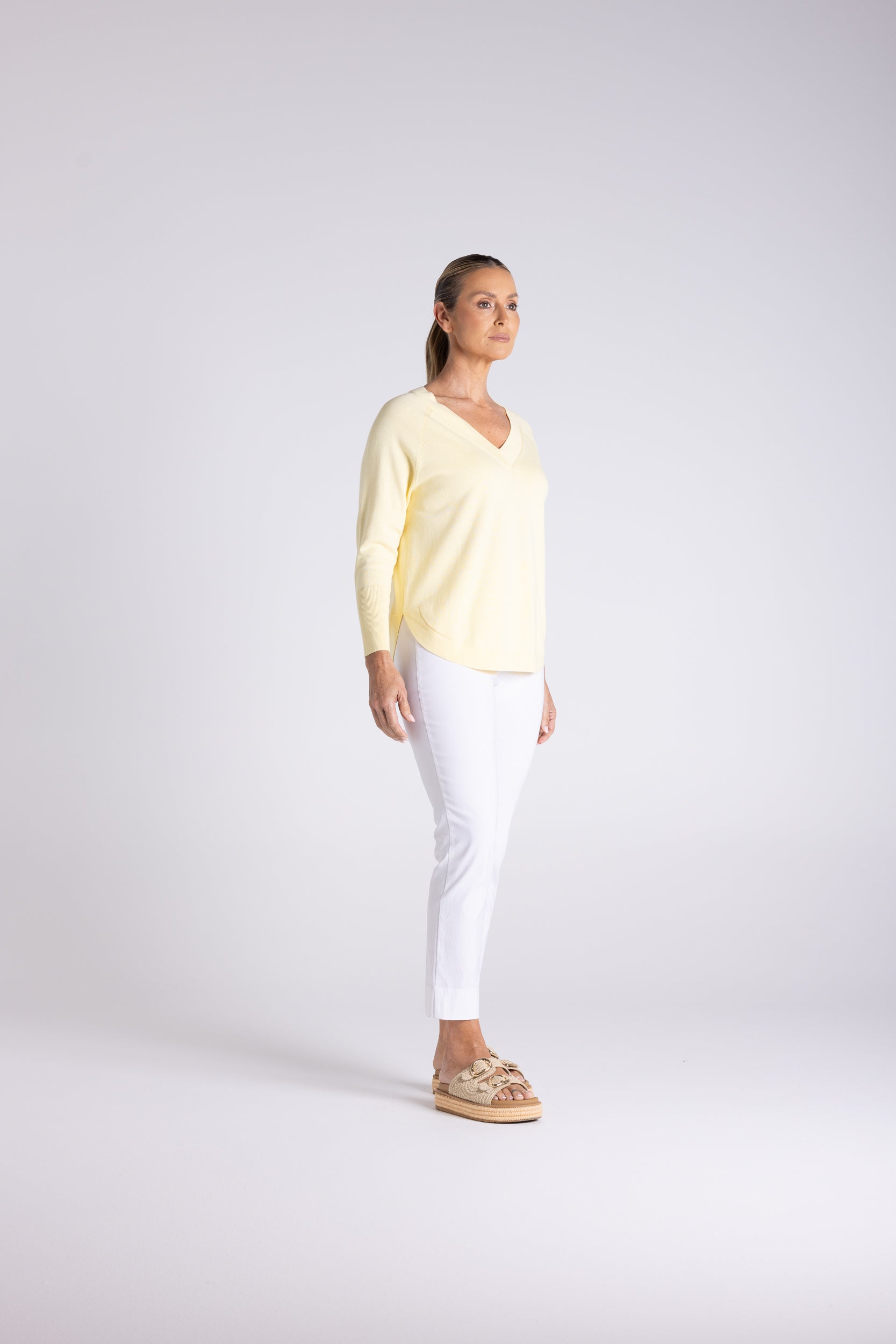 Raglan V  Neck With Scoop Hem