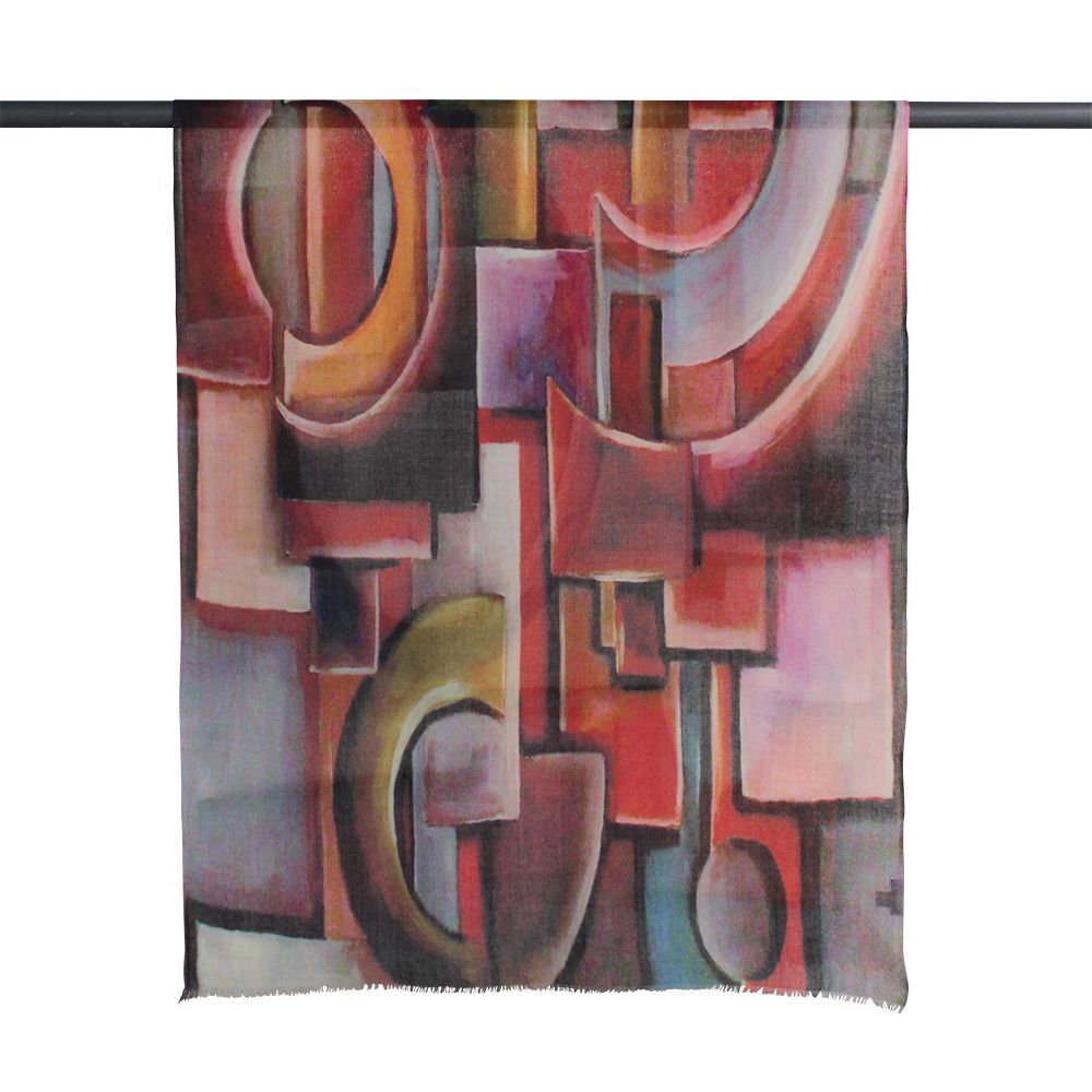 Festival Abstract Merino Wool Scarf