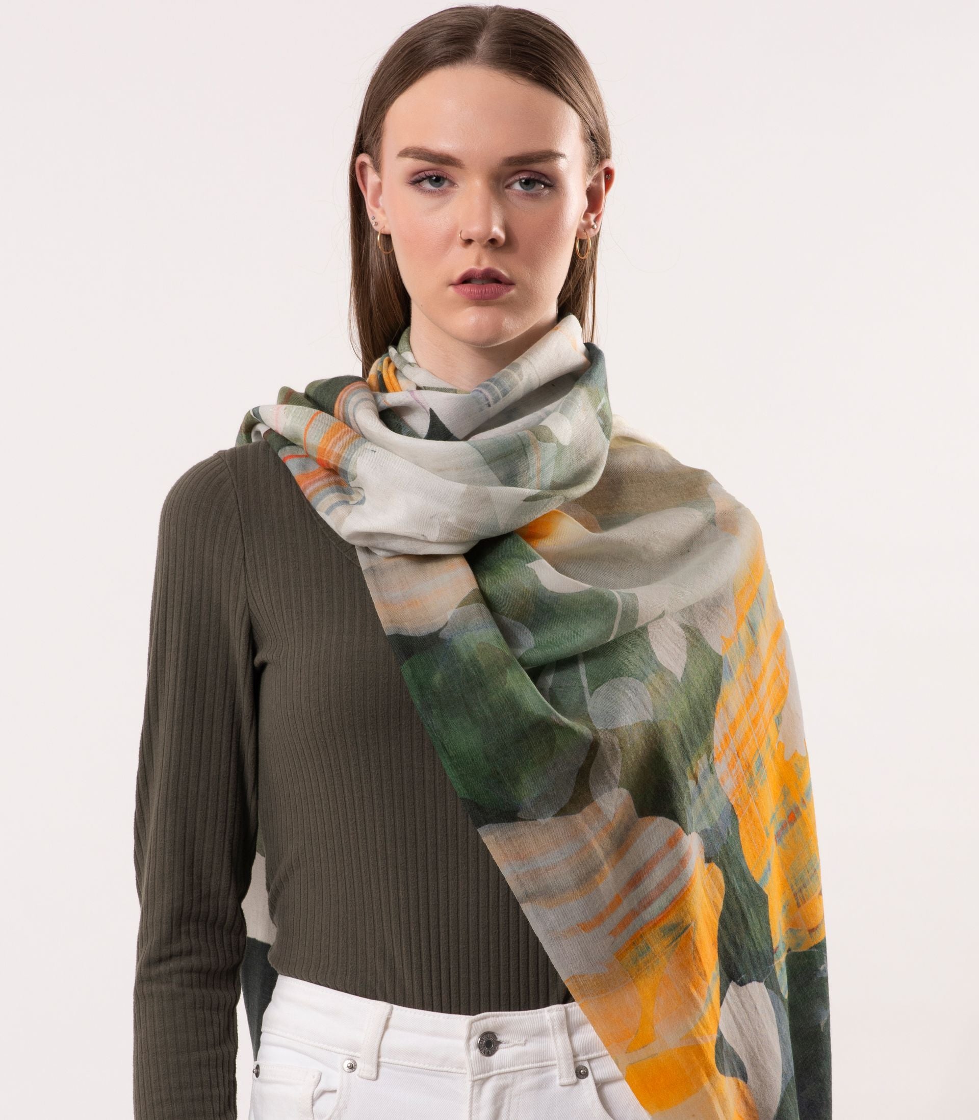 Gorgia FloralPrint Wool Silk Scarf