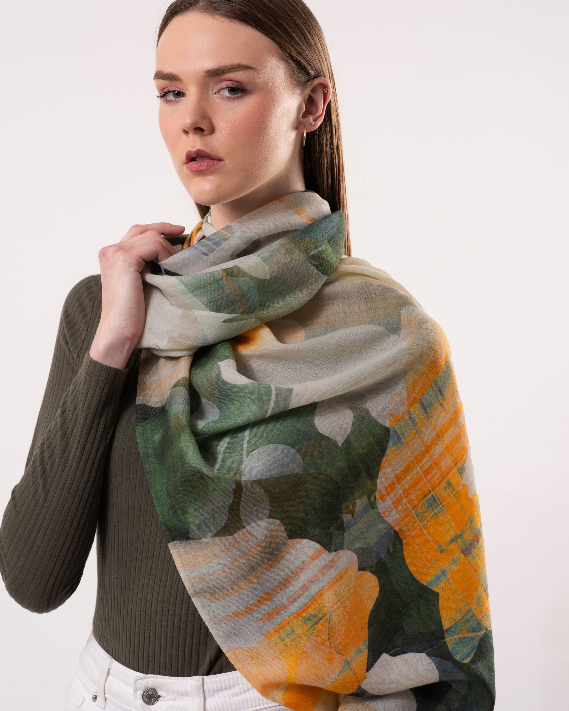 Gorgia FloralPrint Wool Silk Scarf