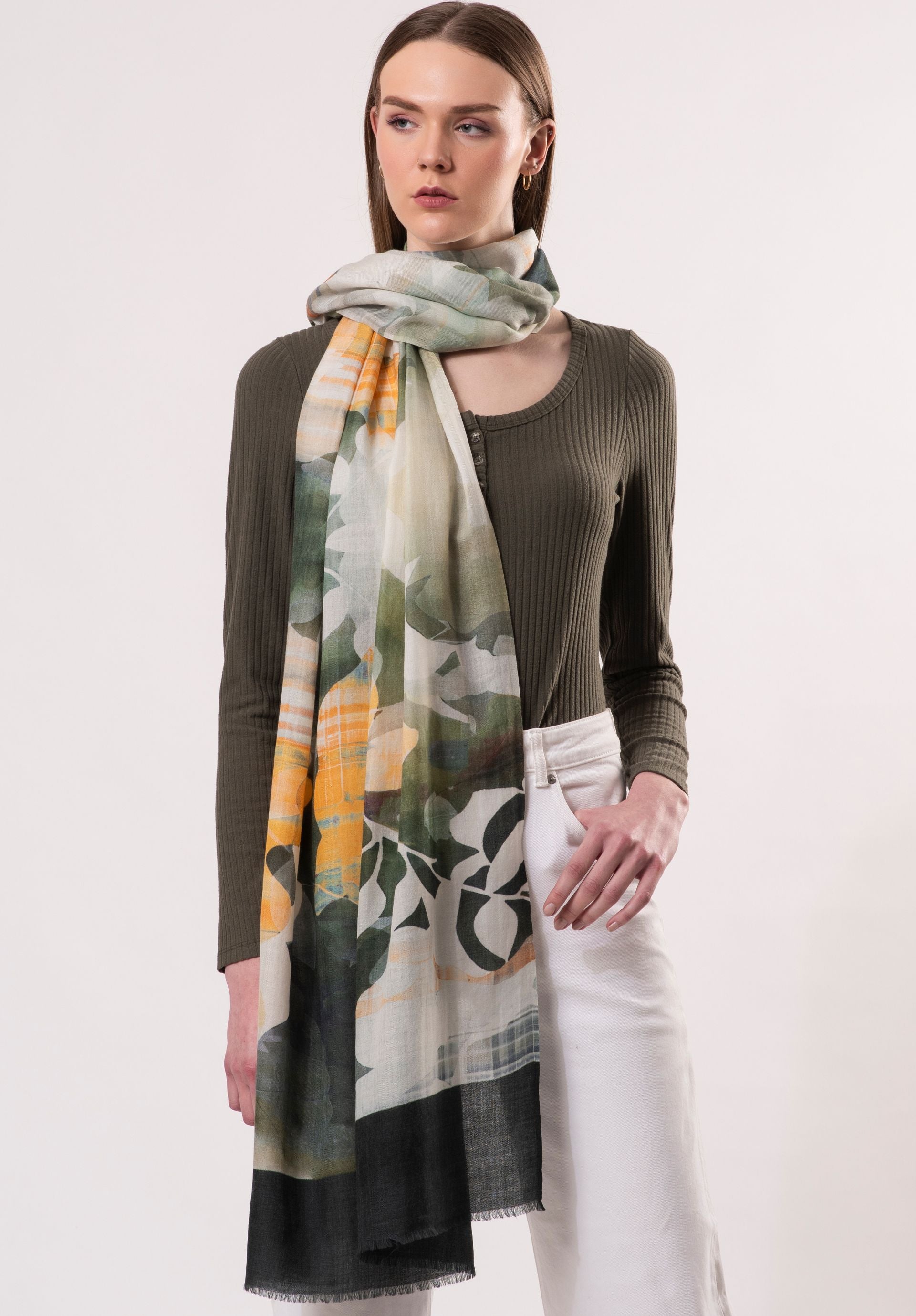 Gorgia FloralPrint Wool Silk Scarf