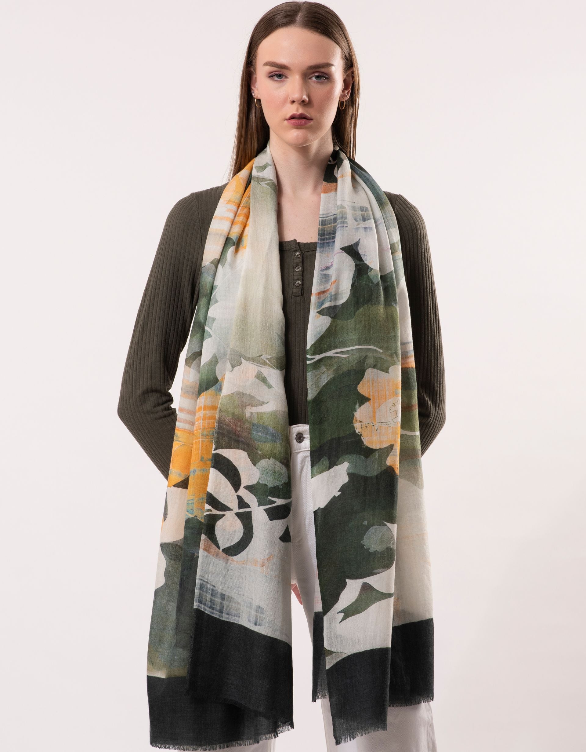 Gorgia FloralPrint Wool Silk Scarf