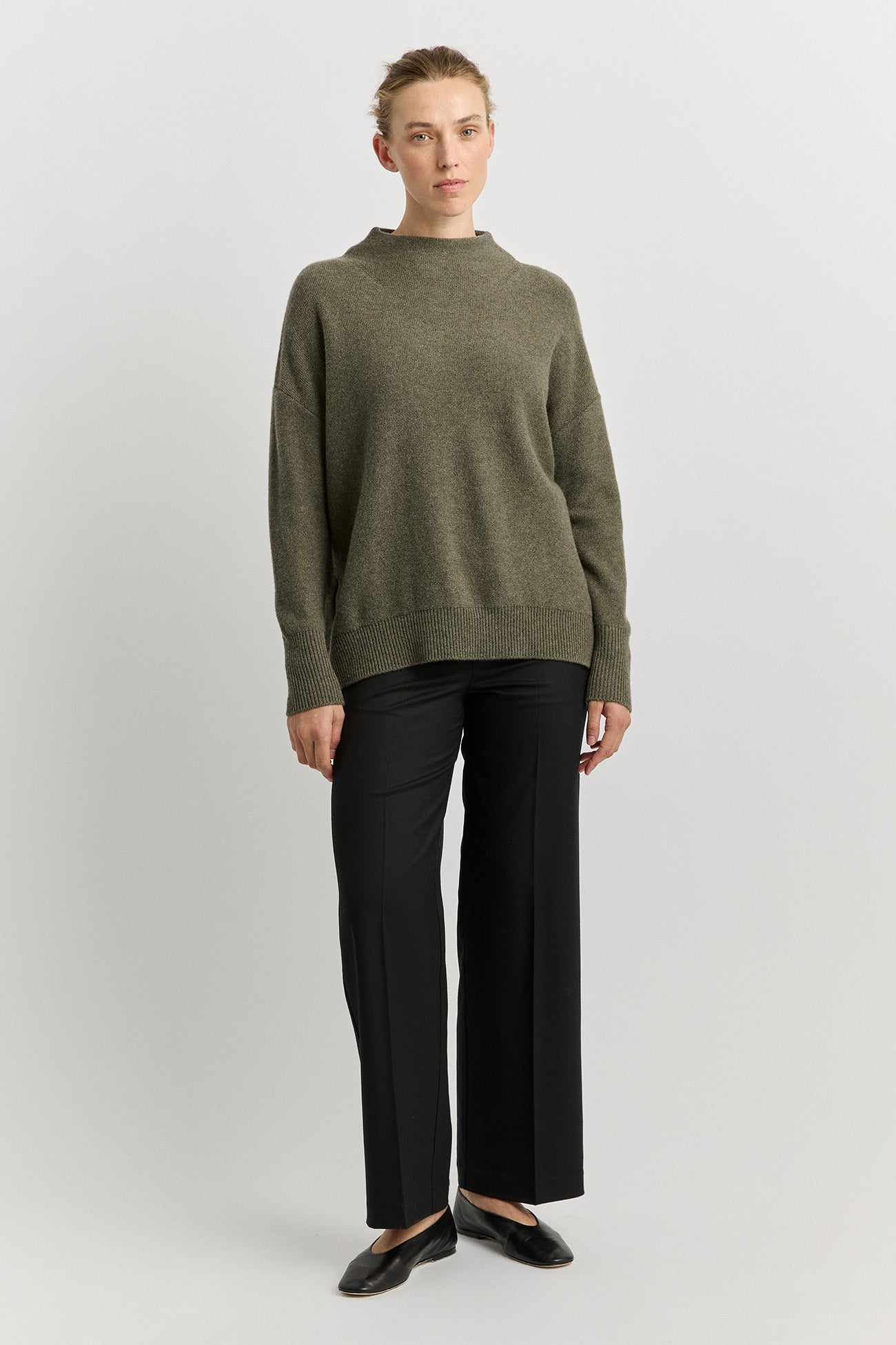 Drop Shoulder Mock Neck