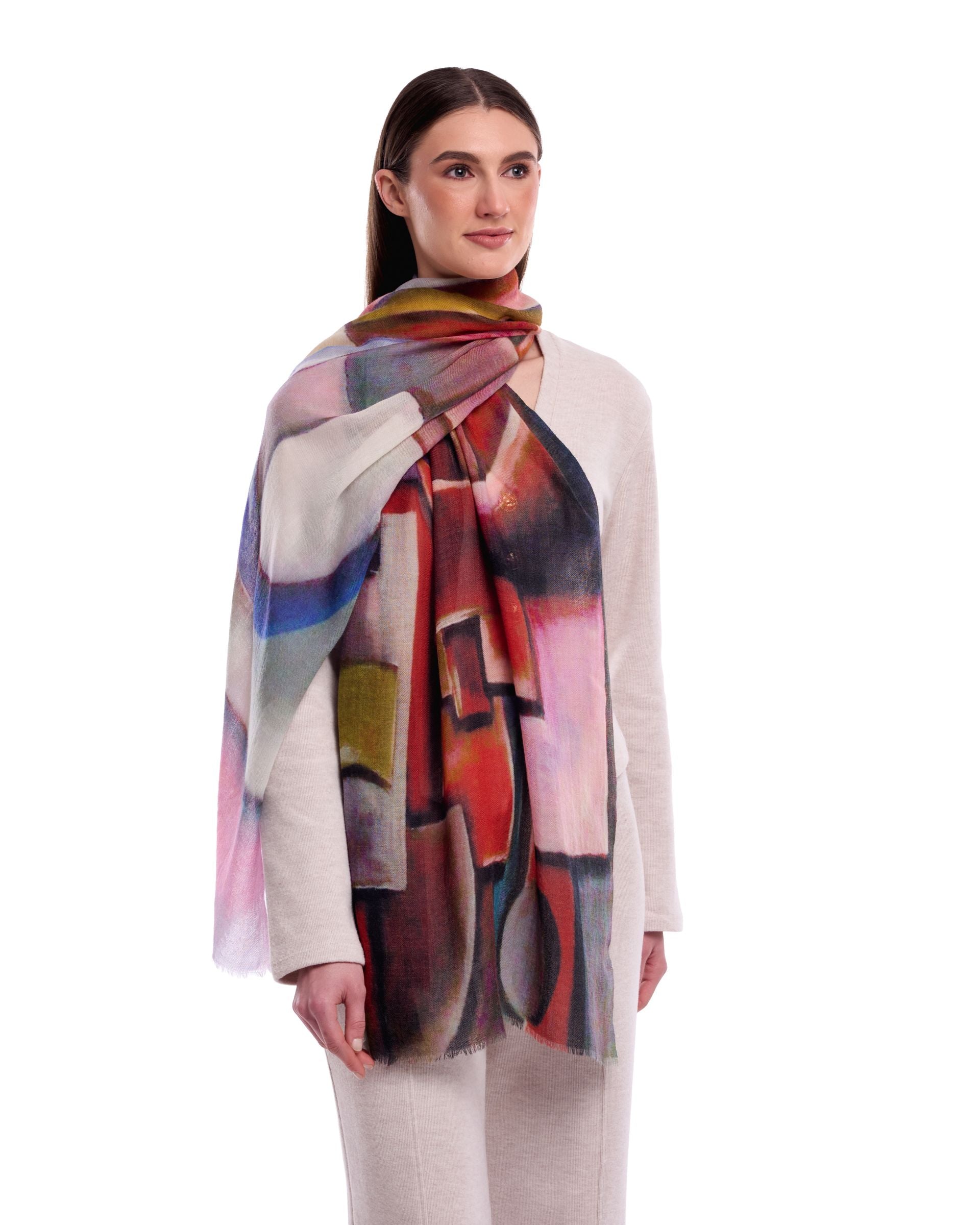 Festival Abstract Merino Wool Scarf