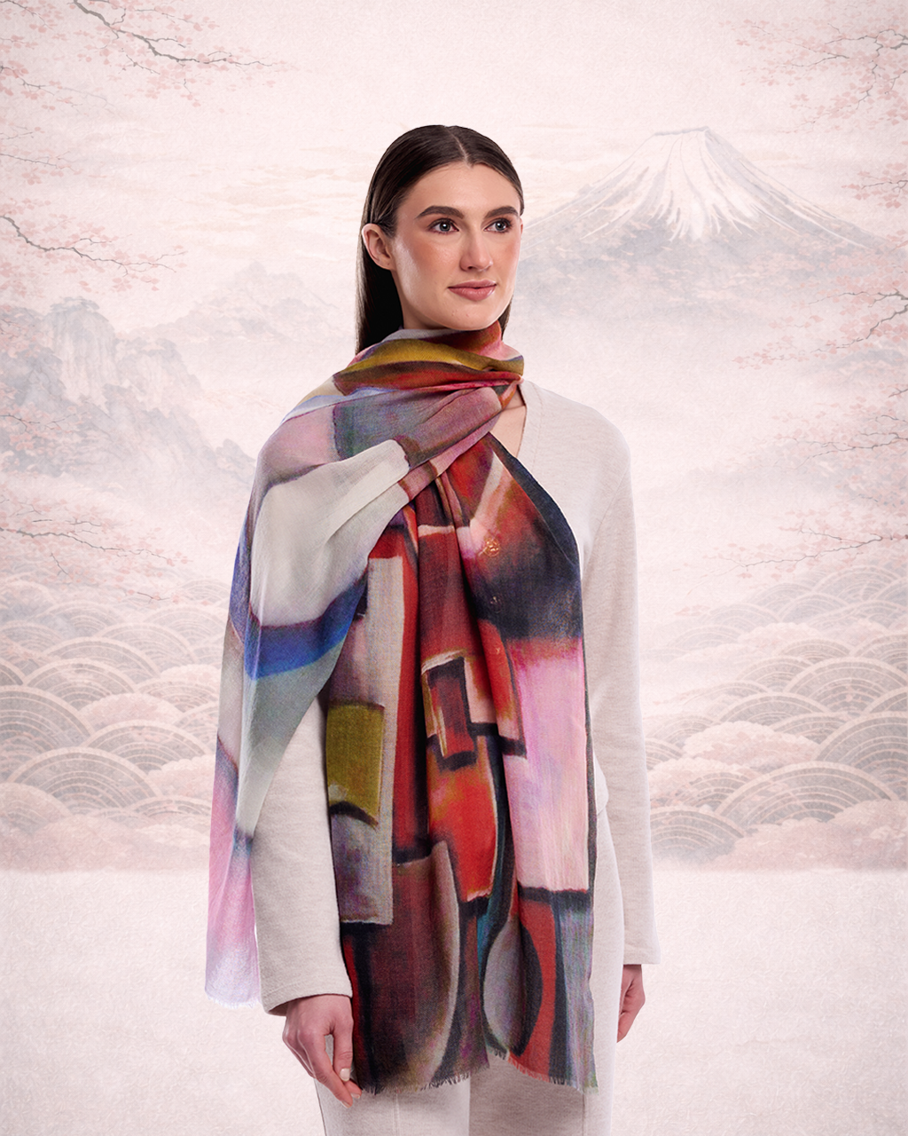 Festival Abstract Merino Wool Scarf