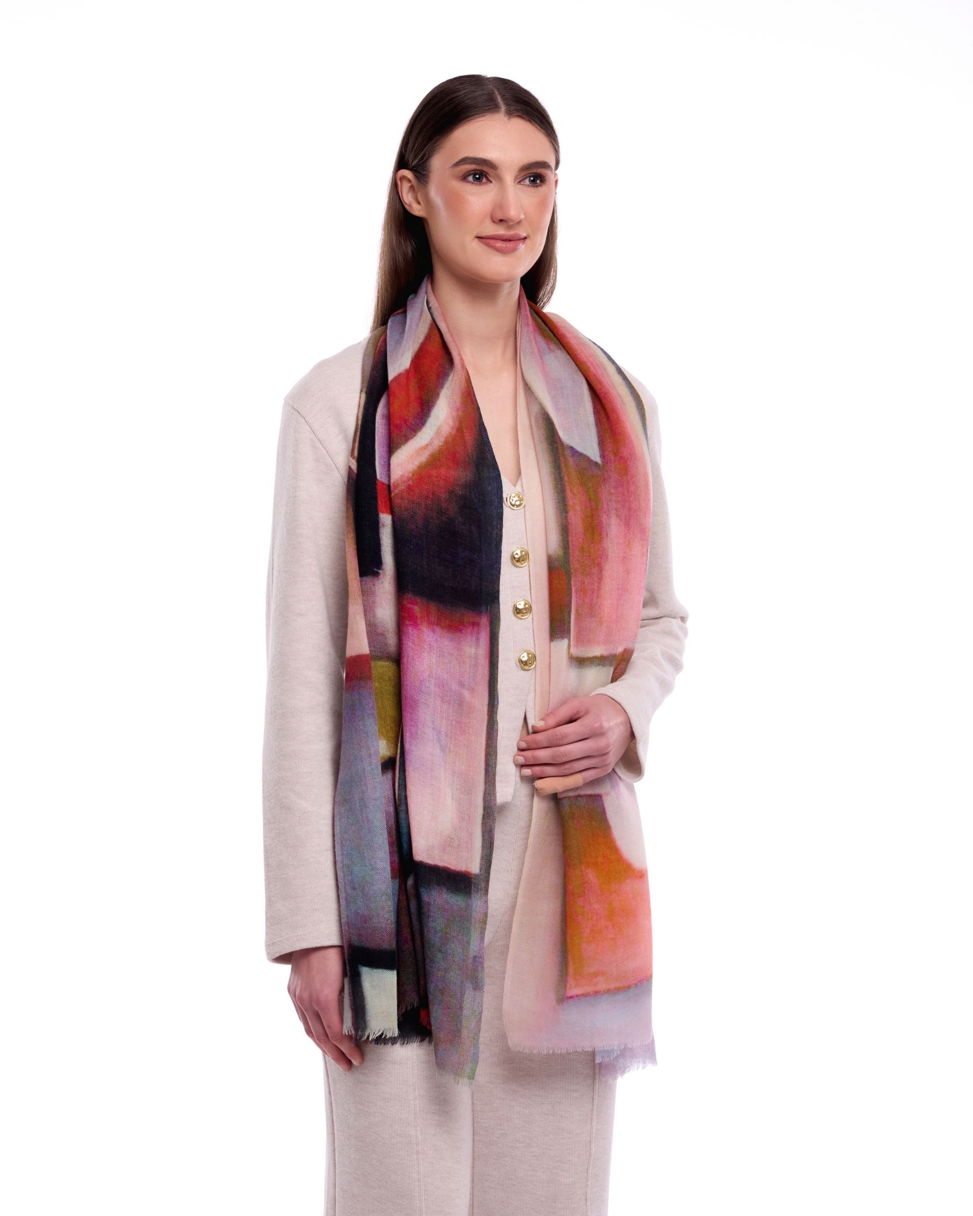 Festival Abstract Merino Wool Scarf
