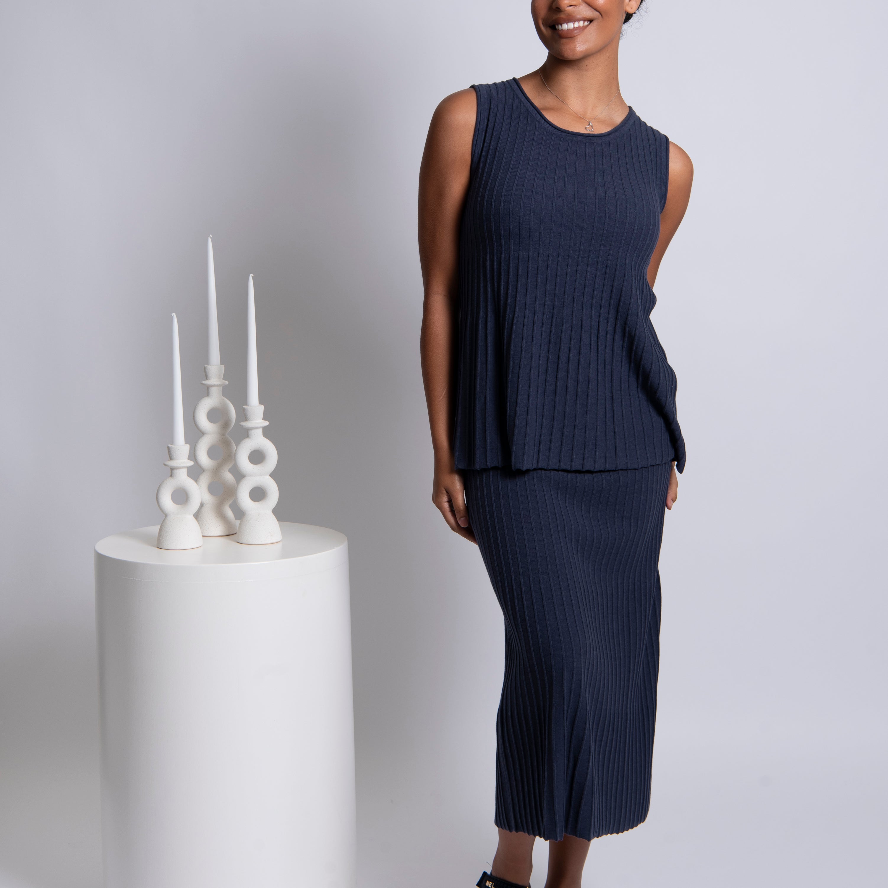 Step Rib Sleevless Top