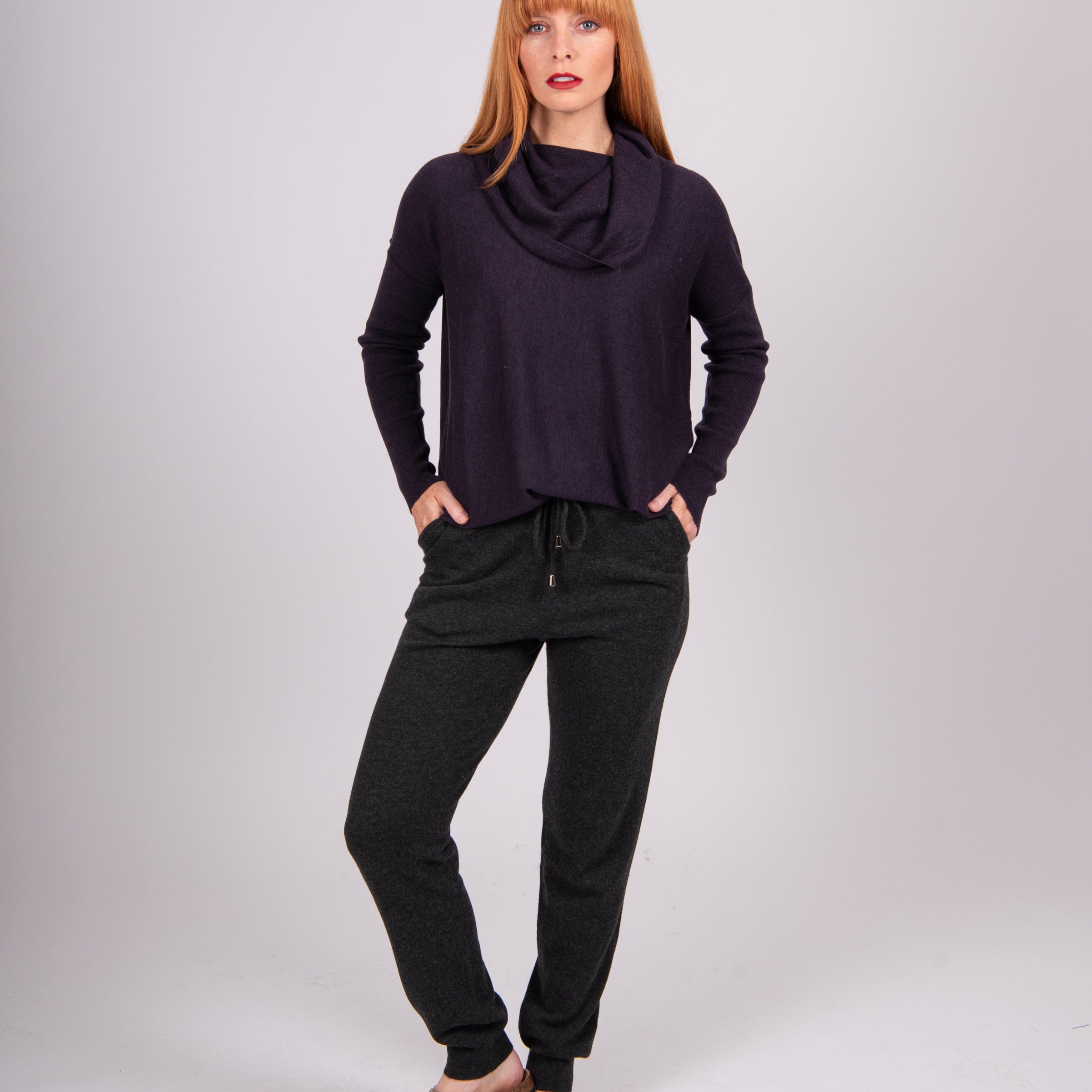 Kylie Curved Hem Cowl Neck Pullover
