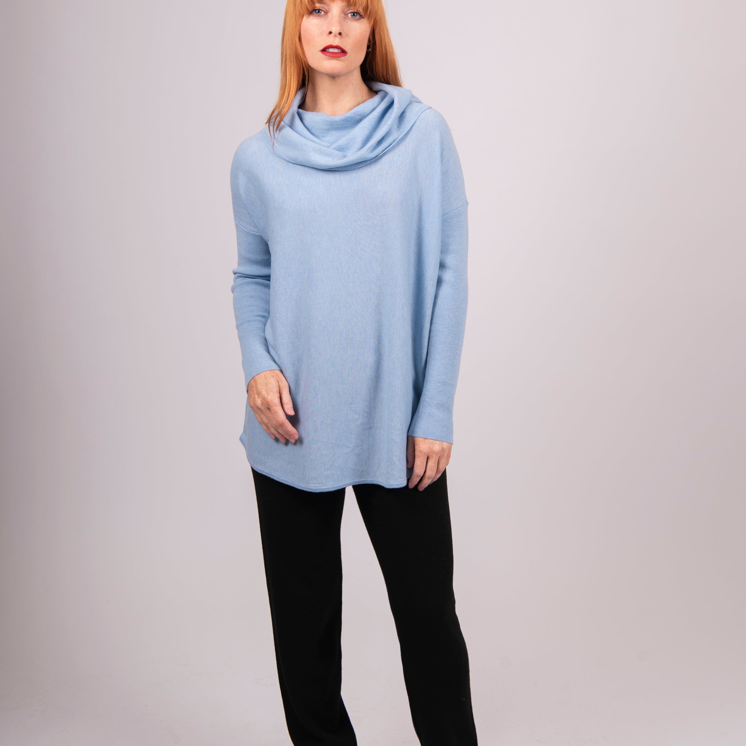 Kylie Curved Hem Cowl Neck Pullover
