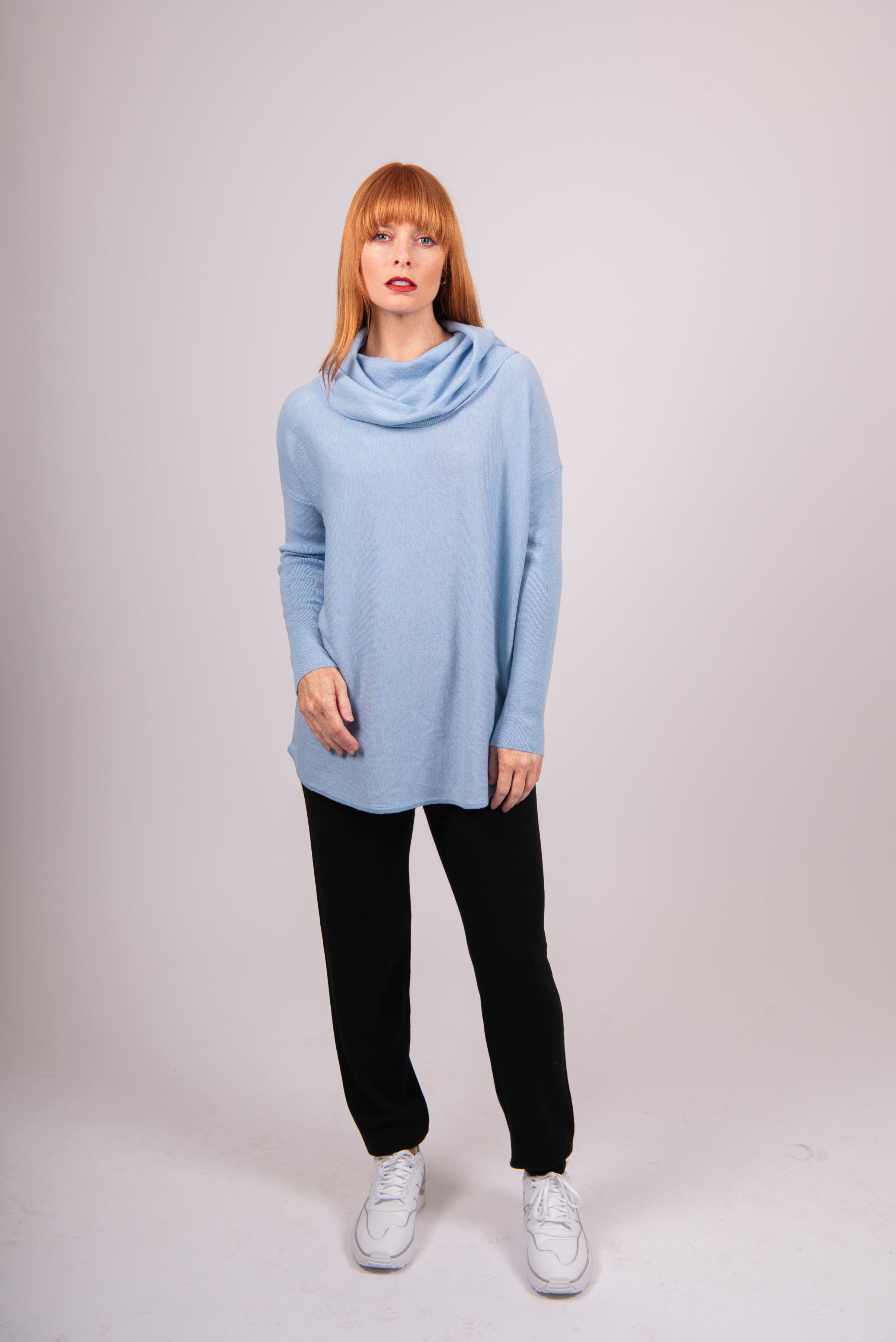 Kylie Curved Hem Cowl Neck Pullover