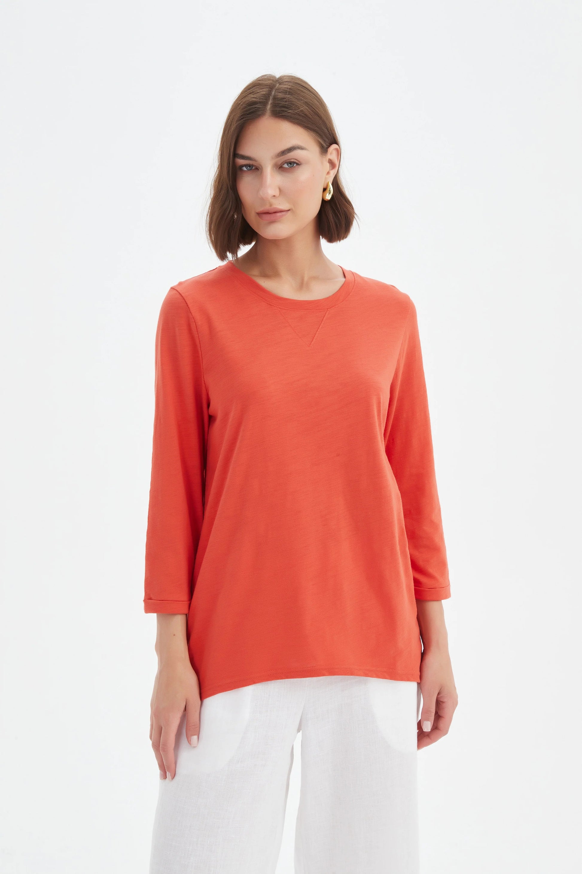 V insert 3/4 sleeve Tee