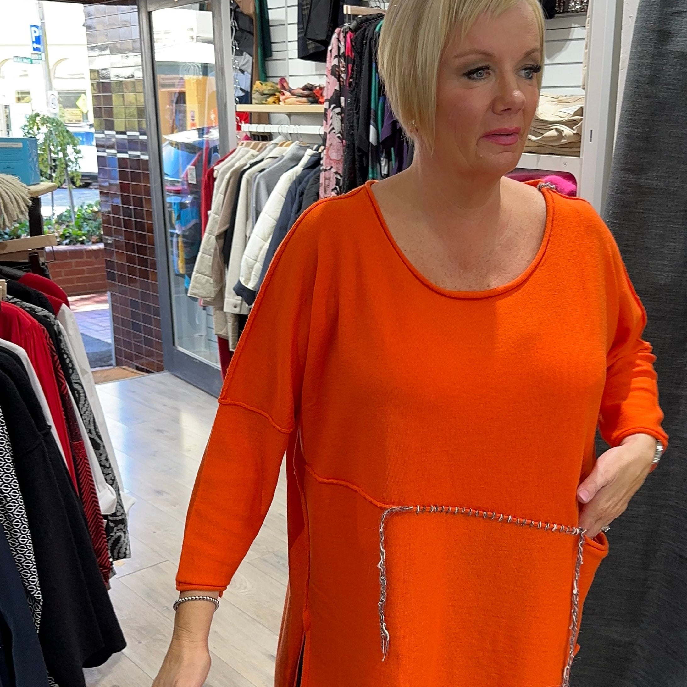 3/4 Sleeve Marle Stitching Top