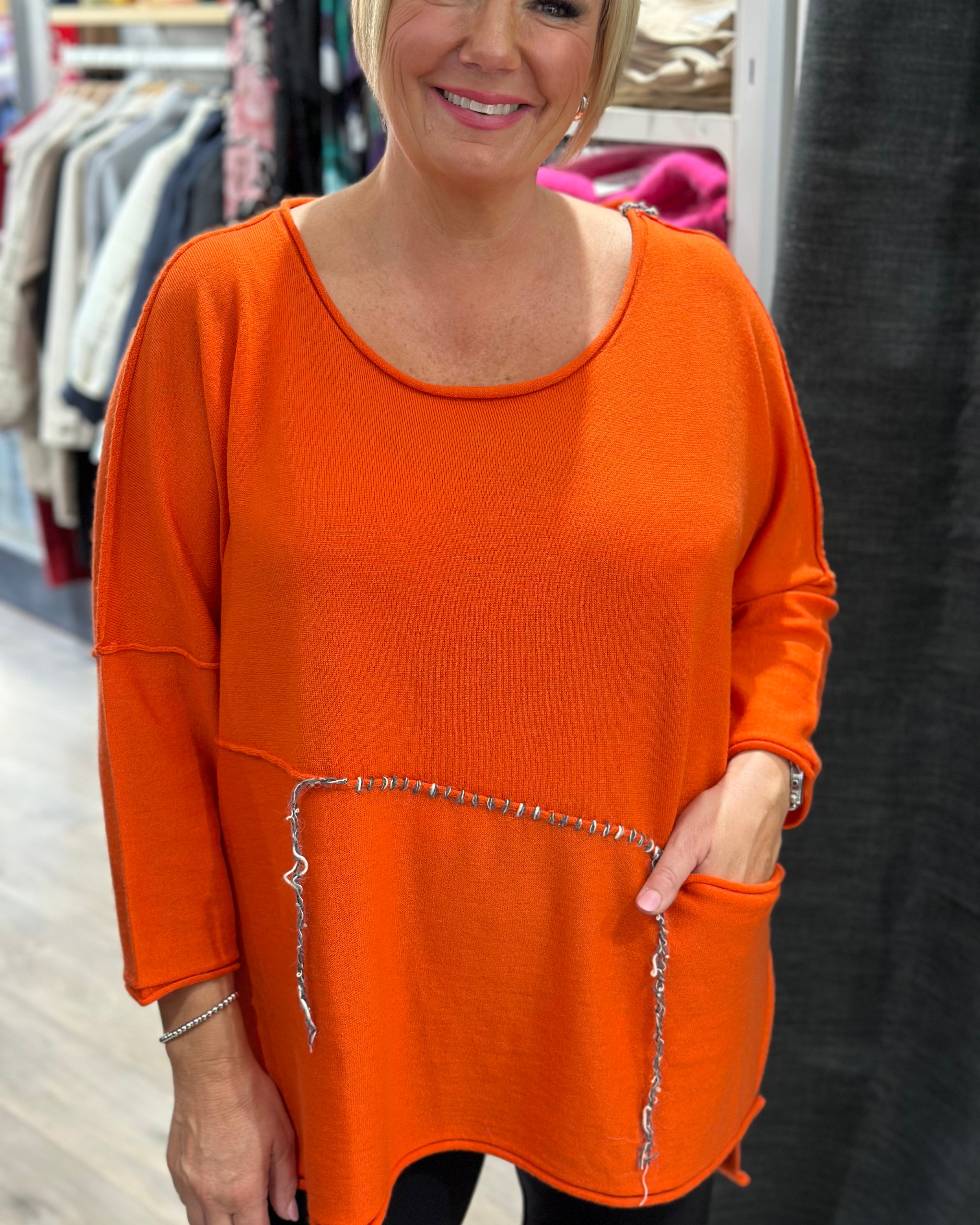 3/4 Sleeve Marle Stitching Top