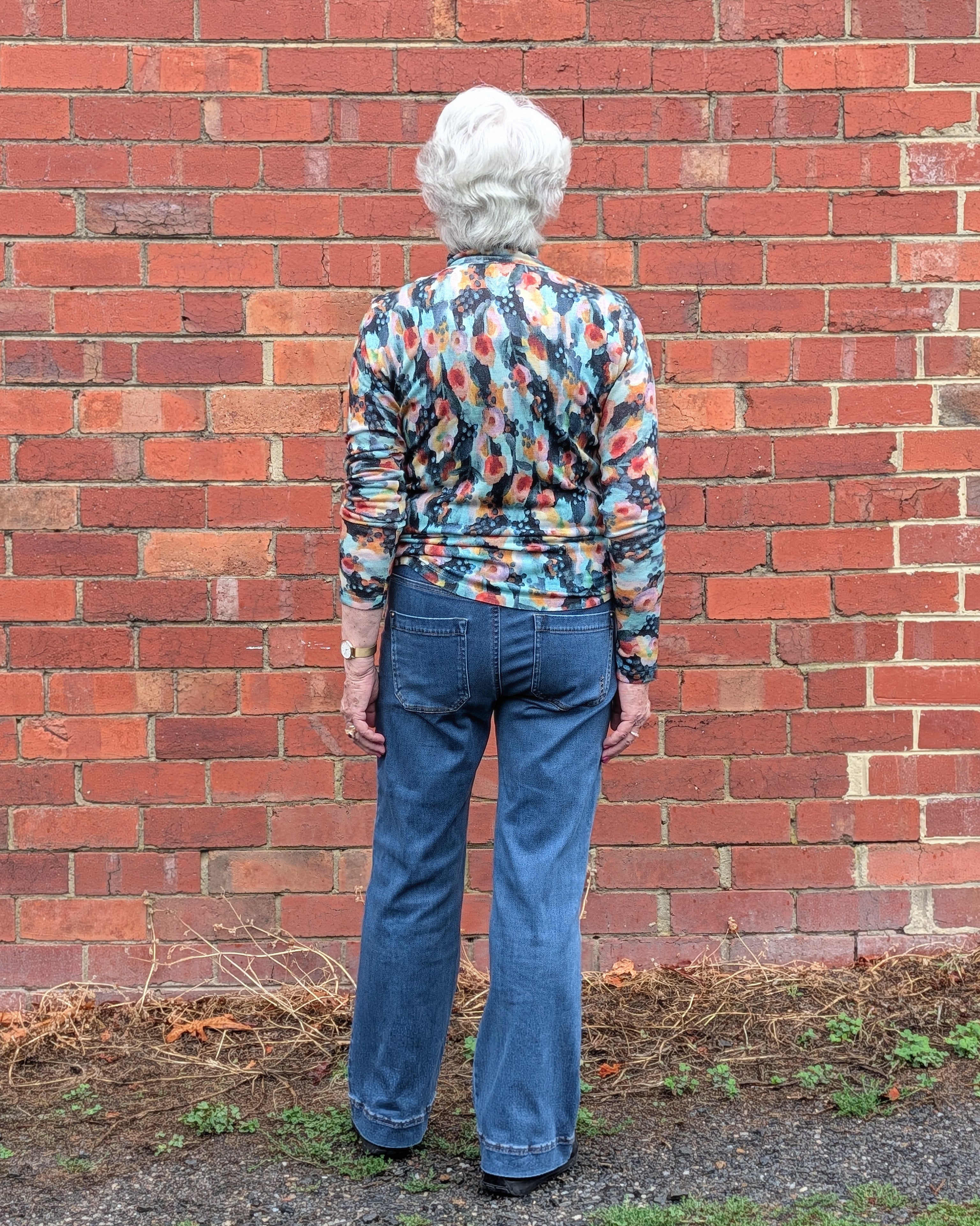 Melina Floral Merino Turtle Neck Top