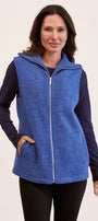 100% Boiled Wool Rib Collar Zip Front Vest