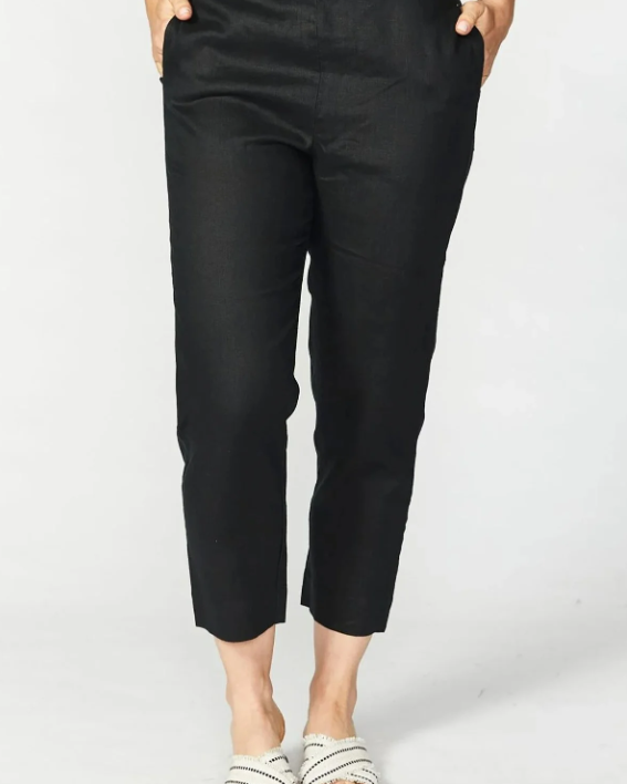 100% Linen 7/8 Elastic 2 Pkt Flat Front Pant