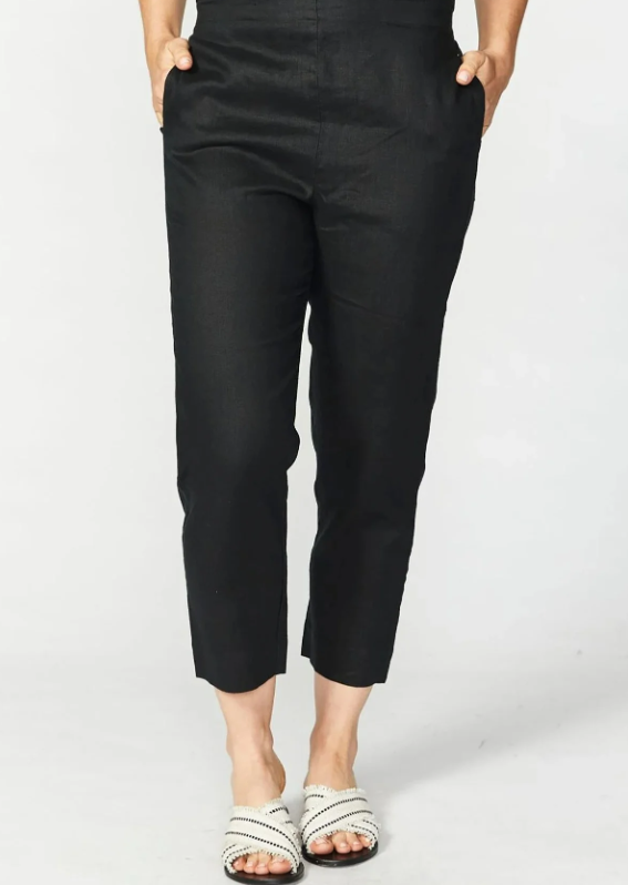 100% Linen 7/8 Elastic 2 Pkt Flat Front Pant
