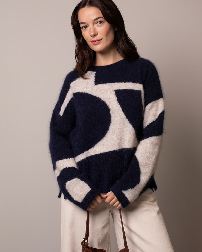 Mohair Blend  Abstract Geo Jumper
