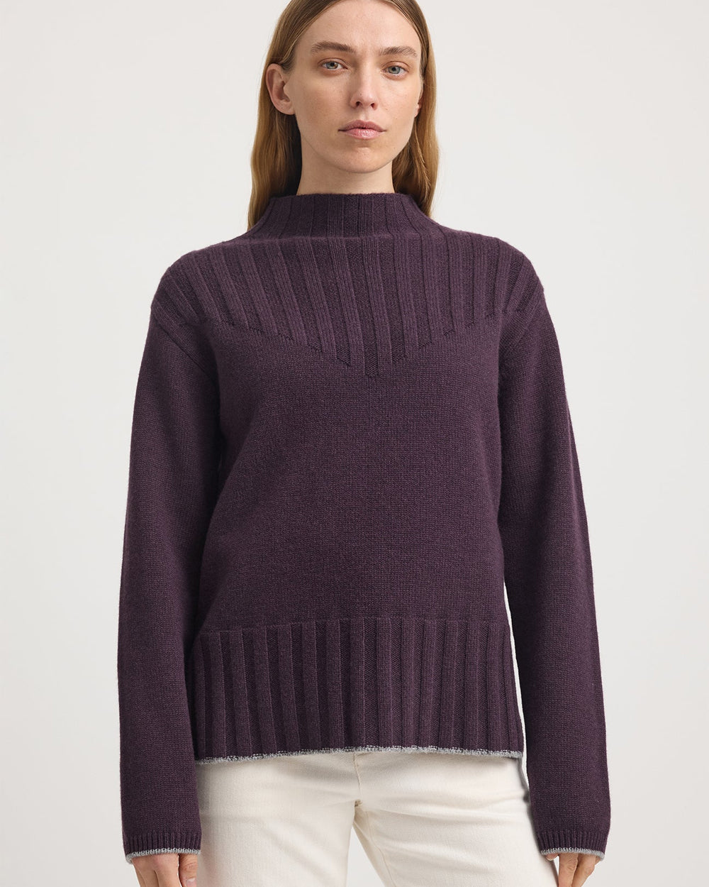 Wide Rib Mock Neck Jumper
