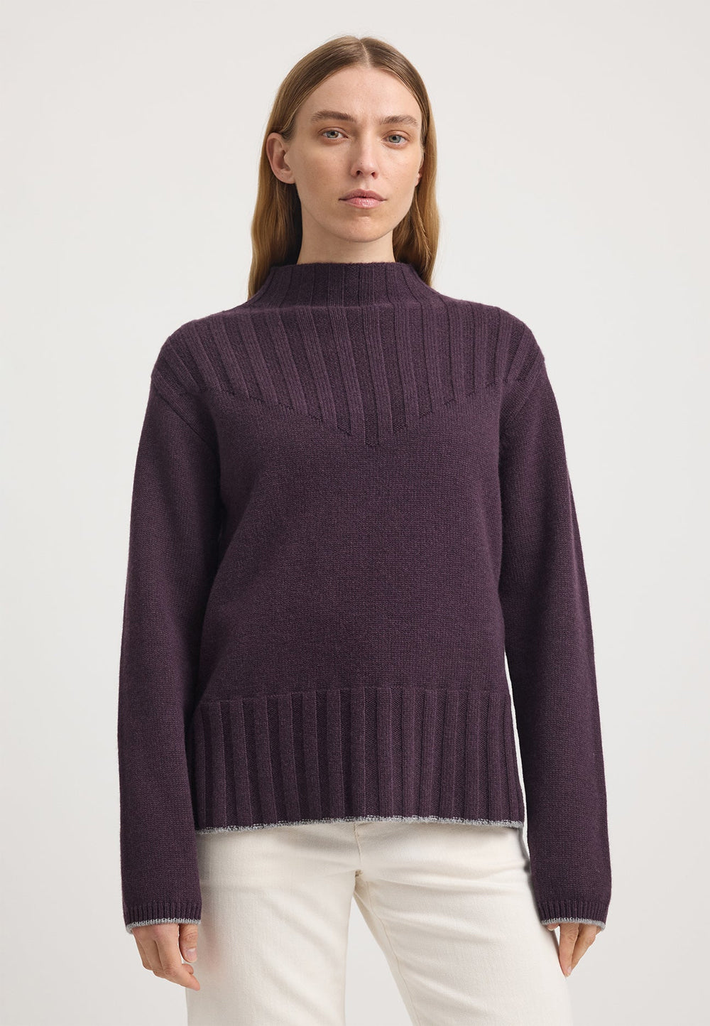Wide Rib Mock Neck Jumper