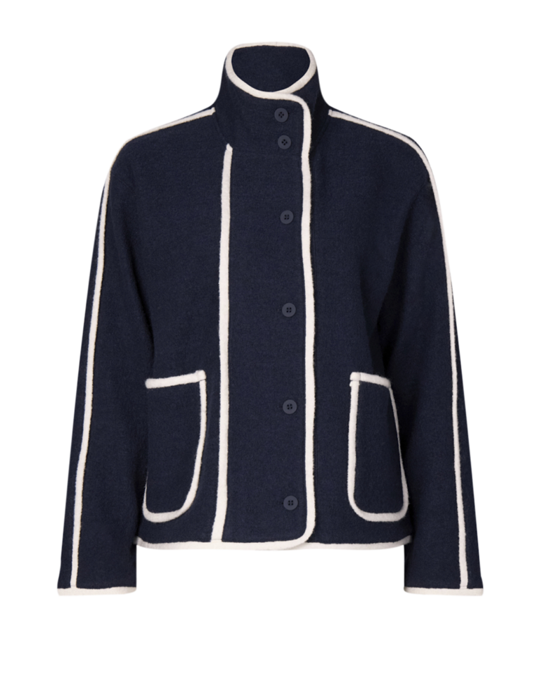 Contrast boiled wool Jacket