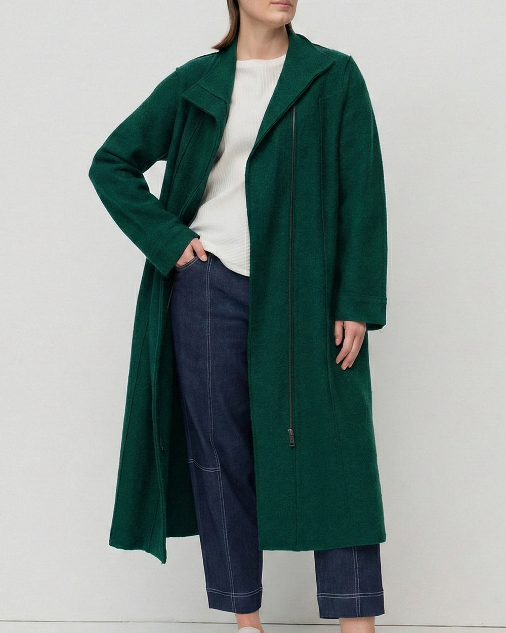 Collared Boiled Wool Coat