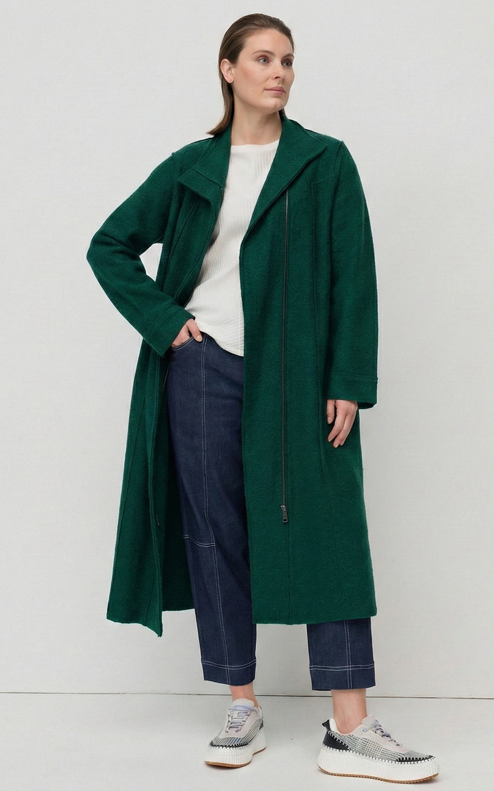 Collared Boiled Wool Coat
