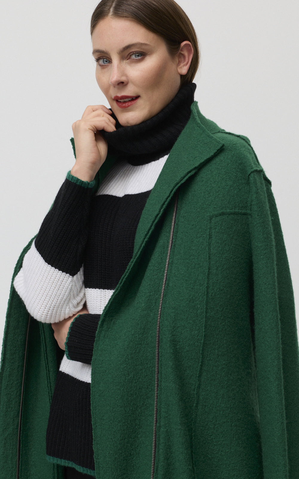 Collared Boiled Wool Coat