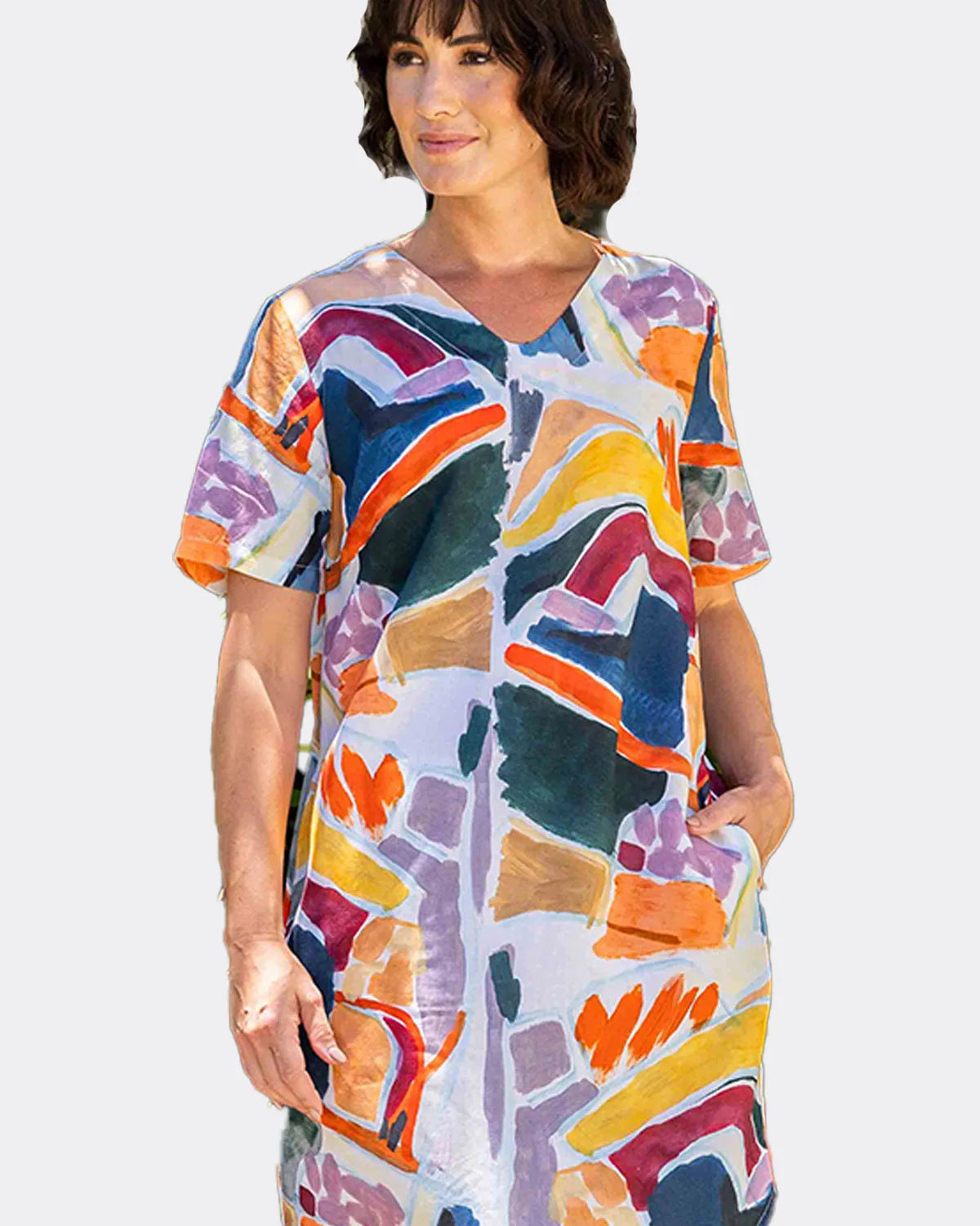 Tencil Linen Soft V  Dress