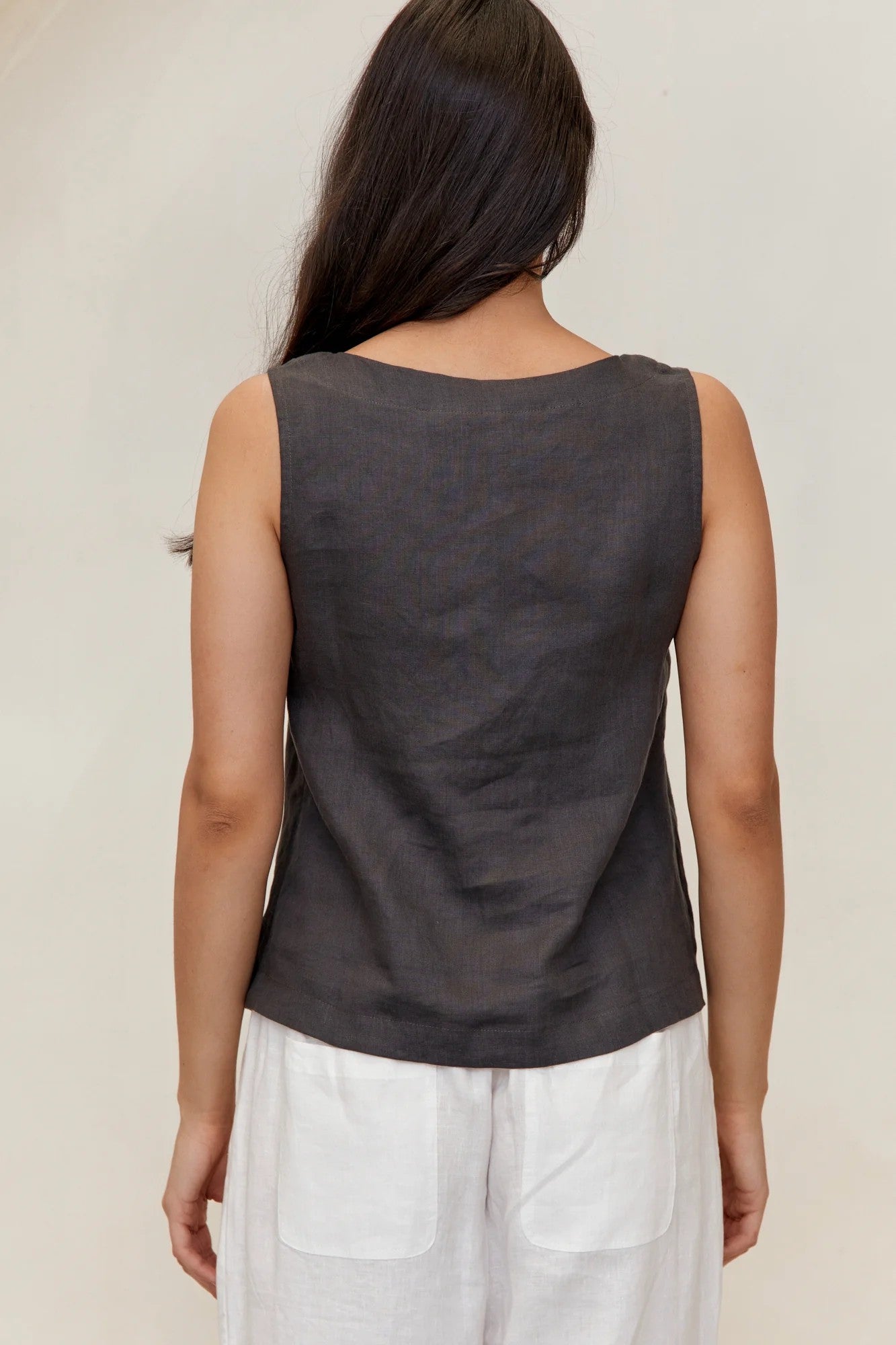 Linen Shell Top with split 100%