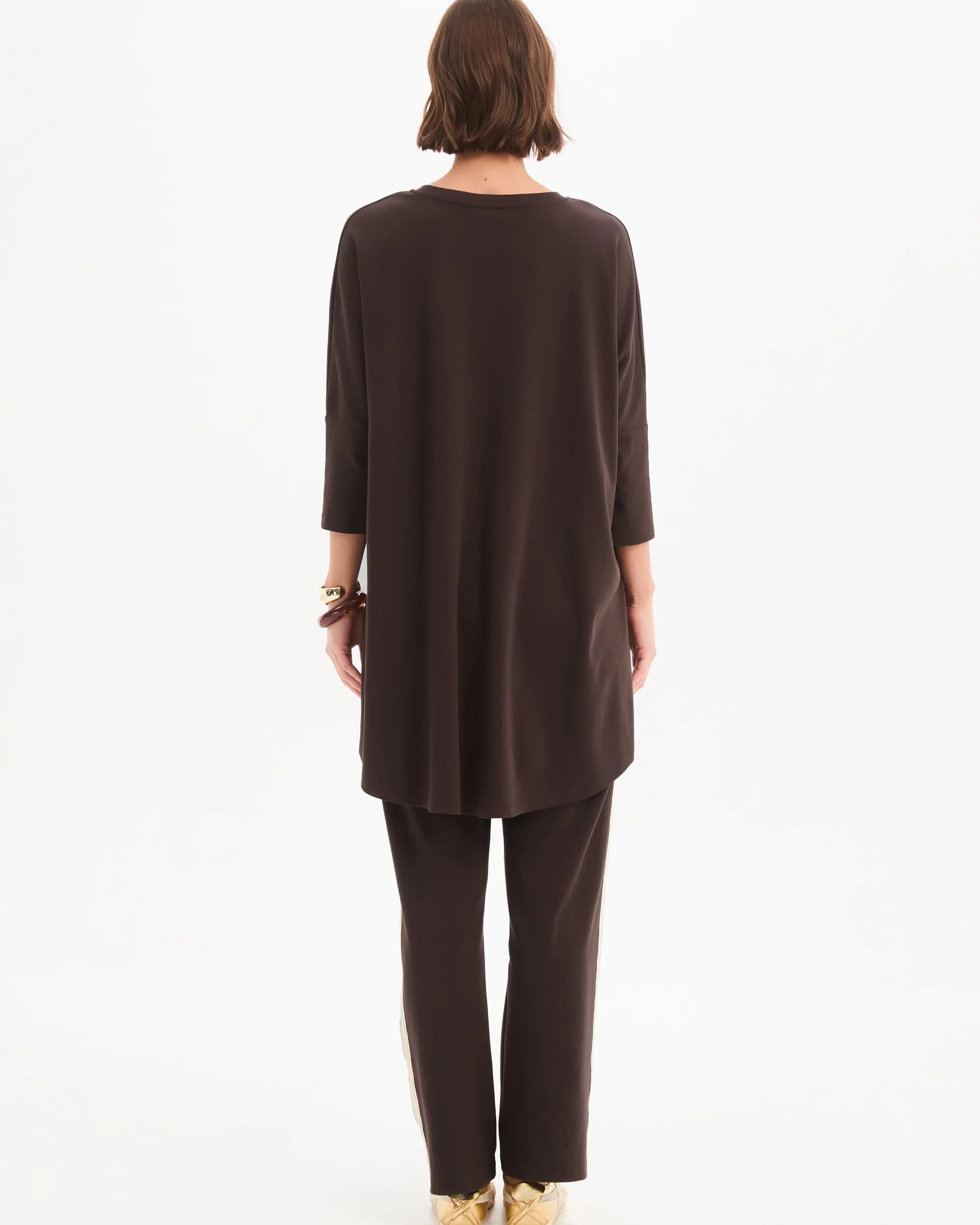 Stripe Front 3/4 Sleeve Tee