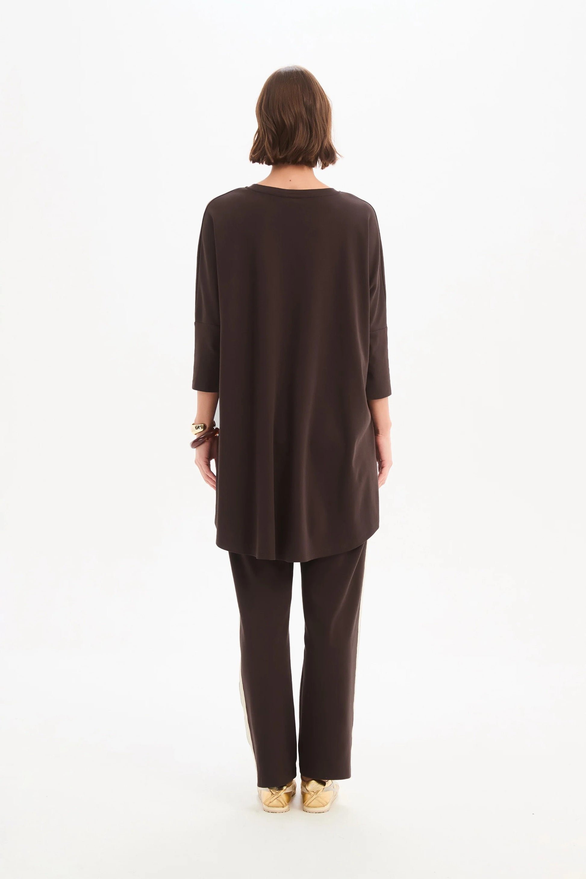 Stripe Front 3/4 Sleeve Tee