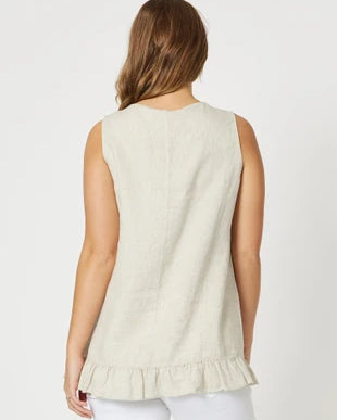 RUFFLE HEM LINEN TANK