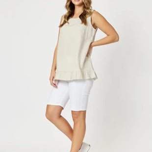 RUFFLE HEM LINEN TANK