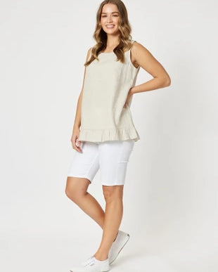 RUFFLE HEM LINEN TANK